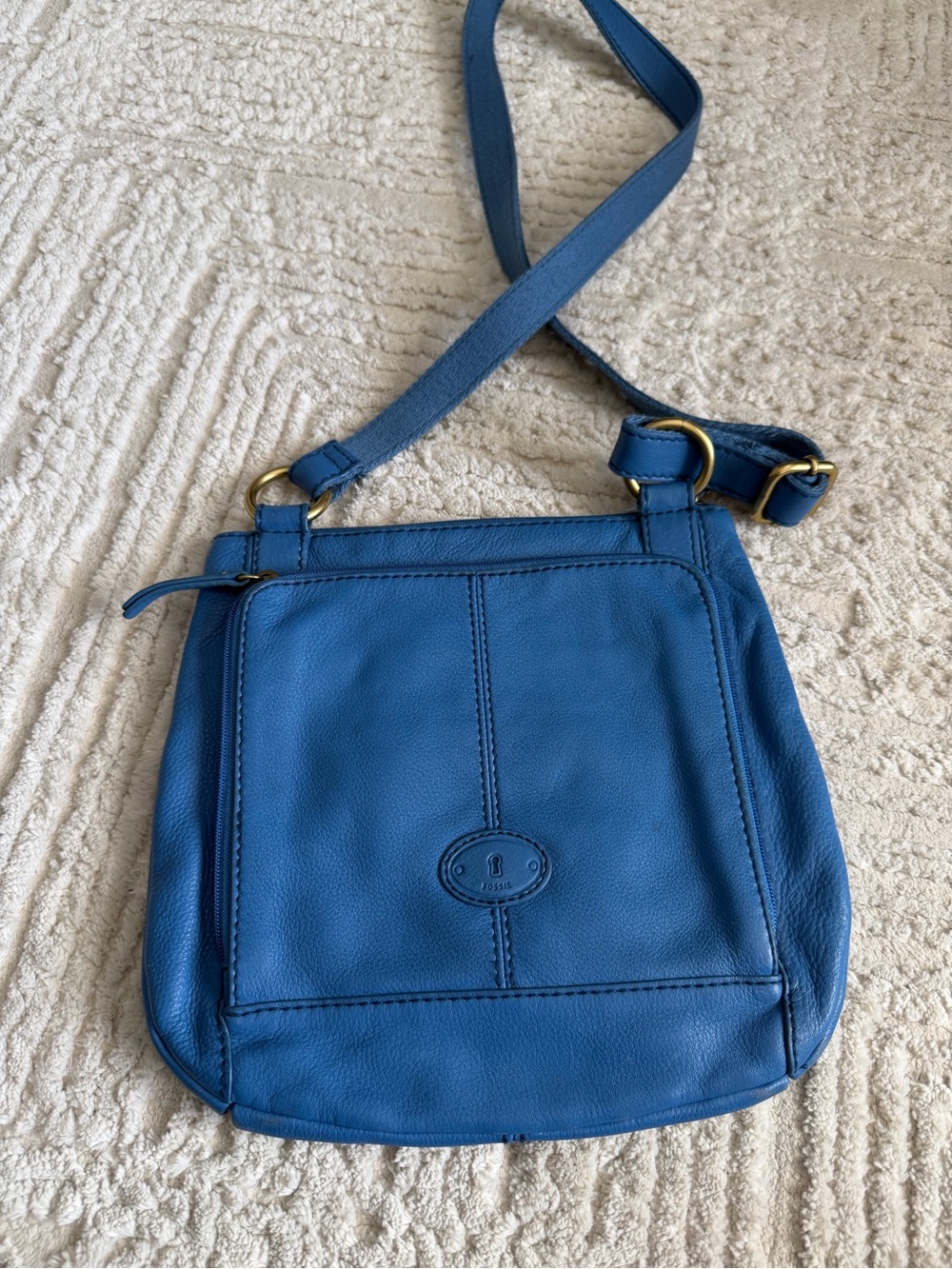 Fossil Blue Leather Crossbody Bag Women's Shoulder Bag - Picture 2 of 6
